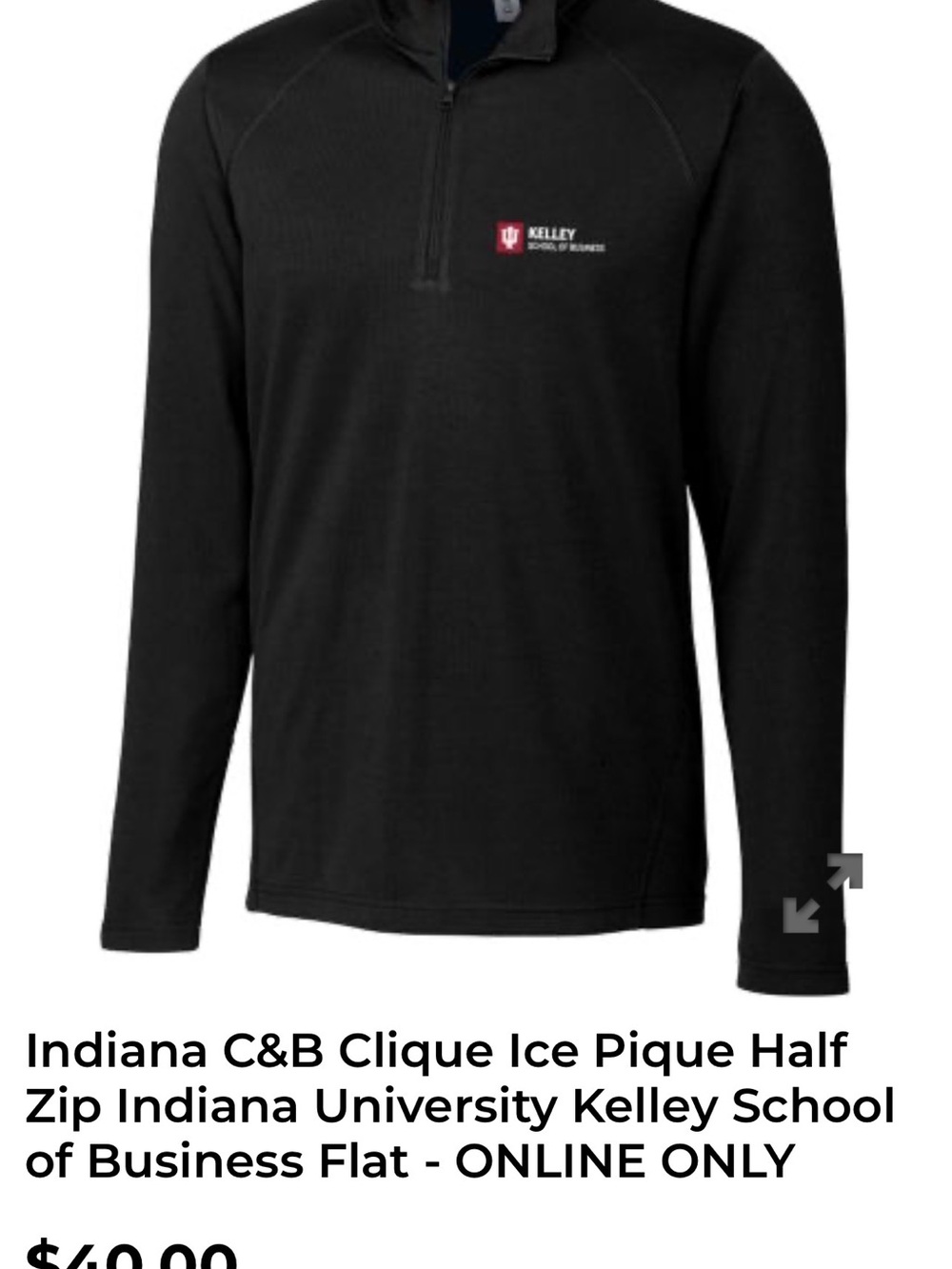 Indiana University Kelley Black Half-Zip Pullover